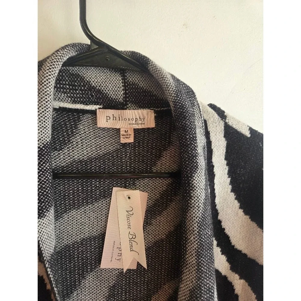 Philosophy Republic Clothing Zebra Print Long Cardigan Viscose Blend  M